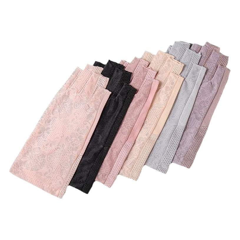 Весенне-летние женские перчатки без пальцев 7038 из ледяного шелка для маникюра, сбора чая, езды на велосипеде, вождения, нескользящие, с защитой от солнца, совместимые с сенсорными экранами.