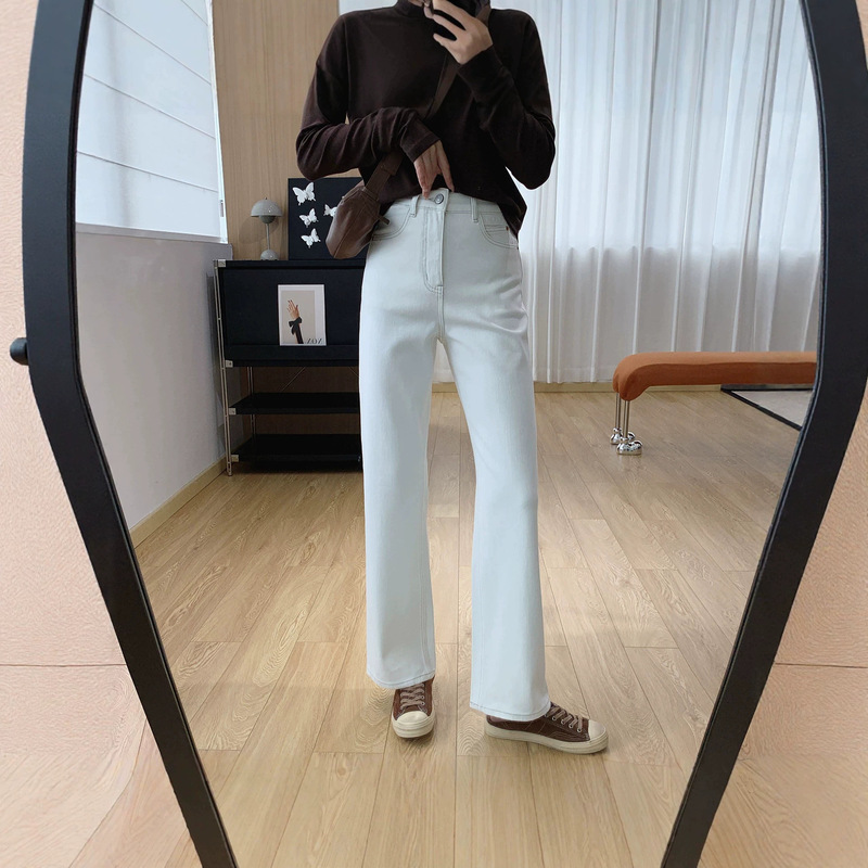 Leg-slimming narrow pants! Four-way stretch high-waisted slim-fit straight jeans for women, autumn trousers, wide-leg pants Leg-slimming narrow pants! Four-way stretch high-waisted slim-fit straight jeans for women, autumn trousers, wide-leg pants