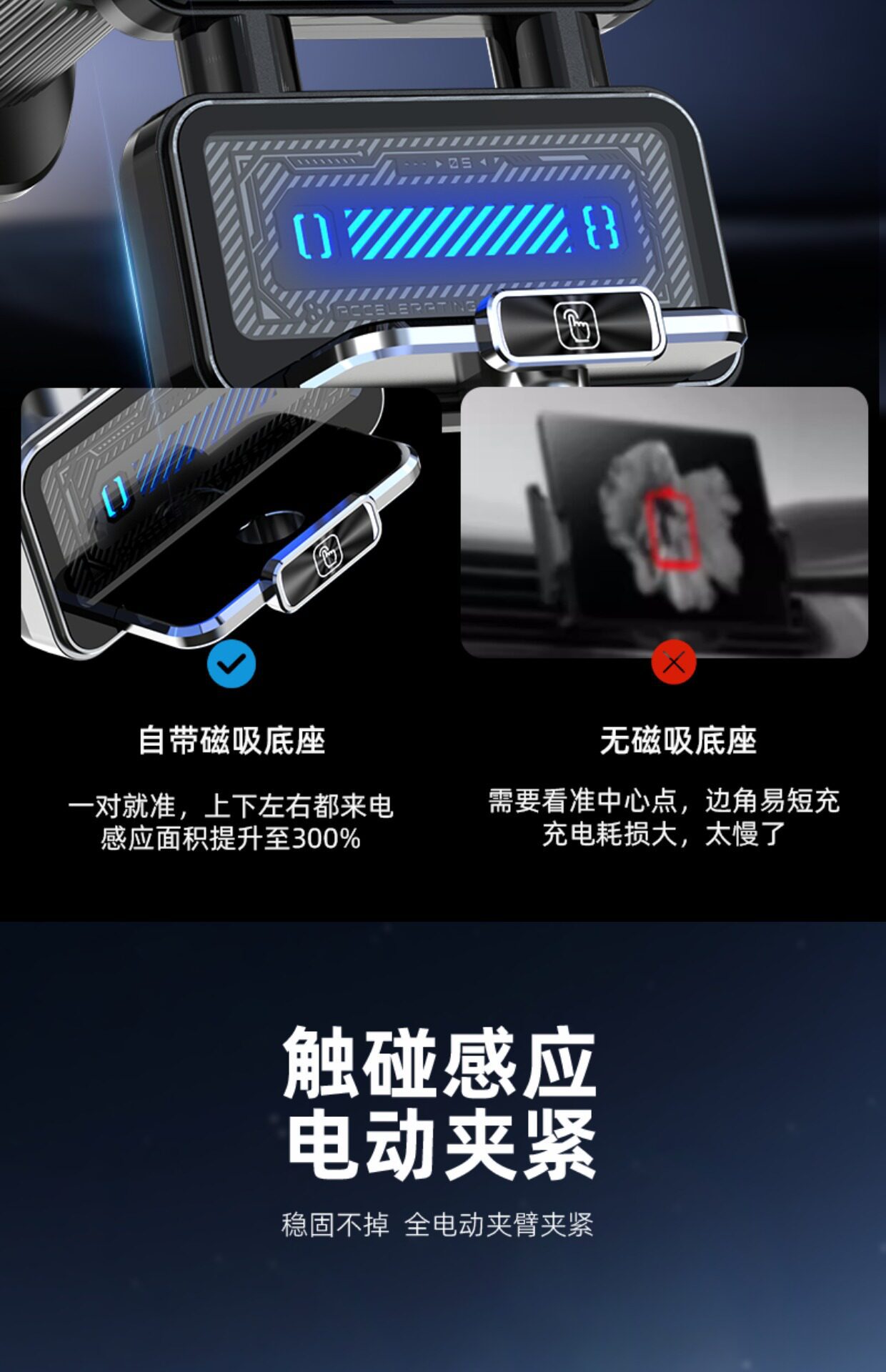 2026 New Model Car Phone Holder with Wireless Charging, 66W Fast Charging, Fully Automatic Infrared Sensing for Apple and Huawei