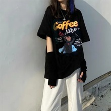 原宿港风短袖T恤女2024夏装新款黑色宽松设计感小众ins潮怪味上衣