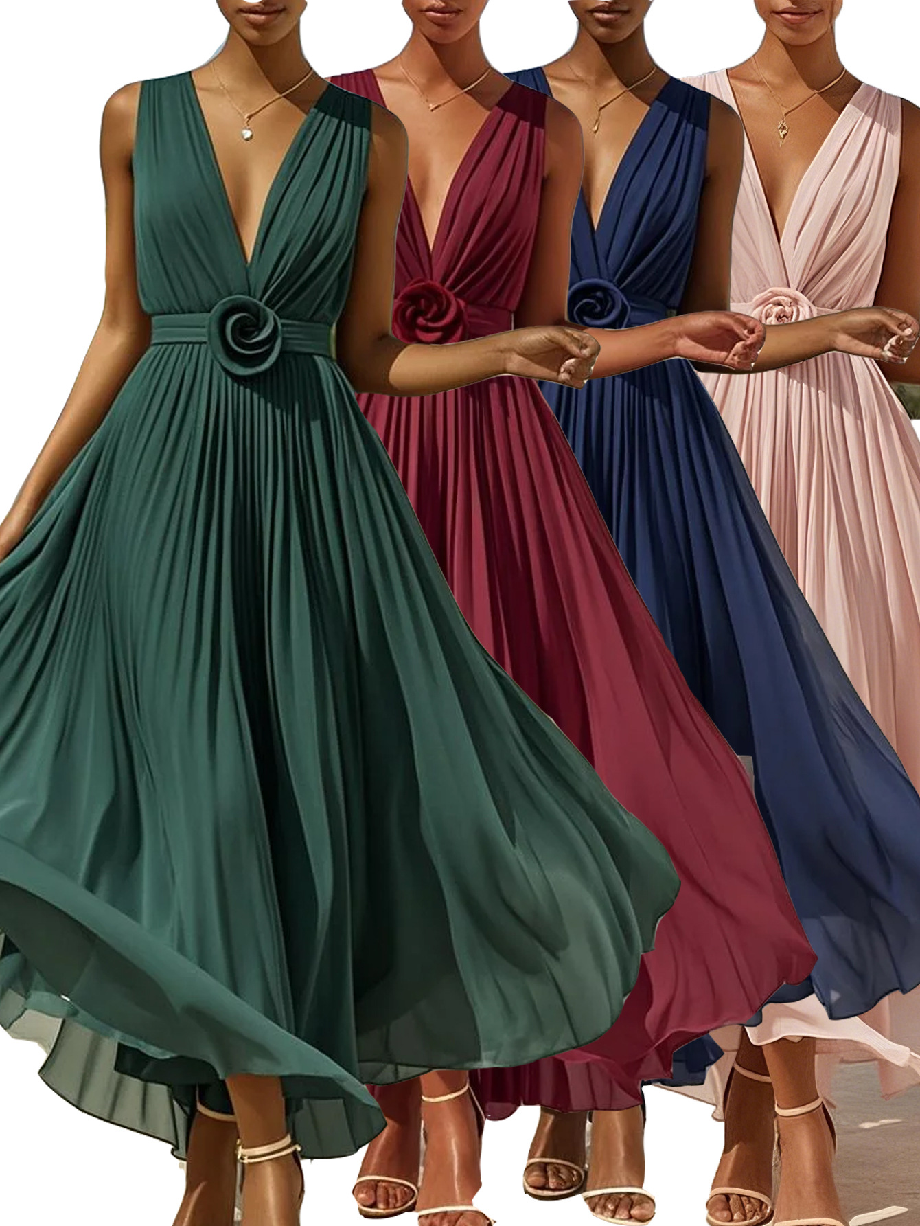 Europa y Estados Unidos trajes de mujer transfronterizos Amazon gran estilo francés temperamento sin mangas damas de honor vestido de boda image 1