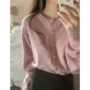 宽松甜美粉色针织开衫
