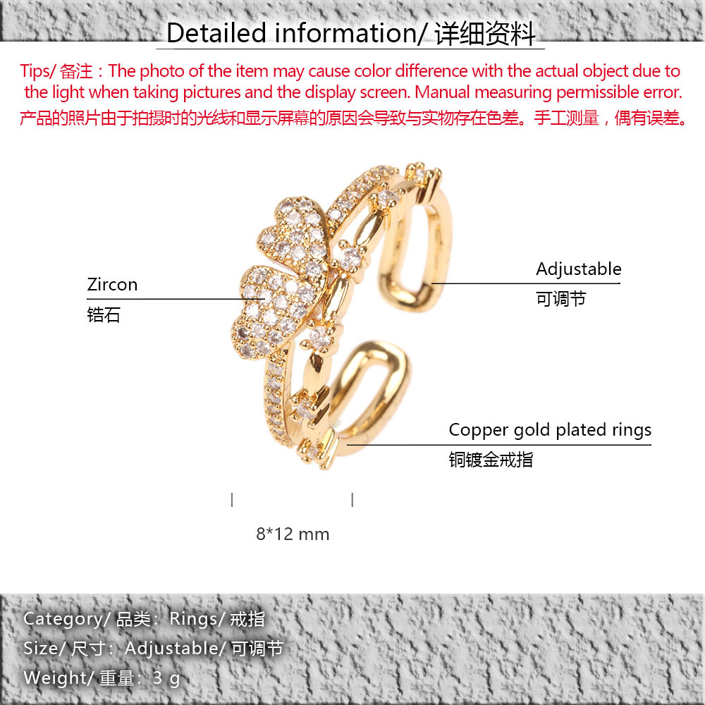 Jewelry Wholesale Inlaid Micro Zircon Trend Design Heart Broken Joint Ring display picture 1