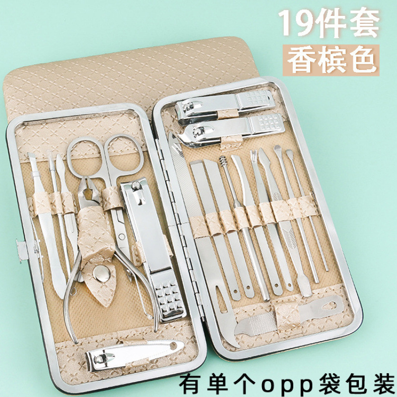 19-piece set -b type OPP bag in champagne color