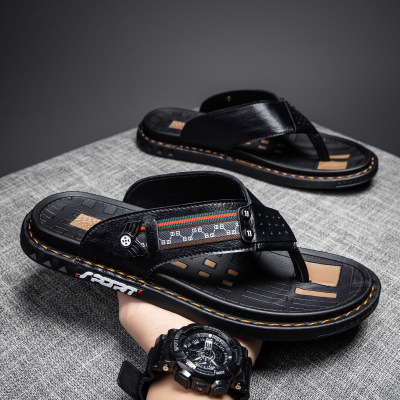 夏季2022新款大碼夾腳涼拖鞋真皮休閑懶人拖鞋跨境大碼批發涼鞋