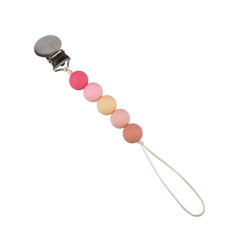 Suministros para bebés nuevo clip de pezón de hierro redondo dientes de bebé moler cuentas de silicona Cadena de pezón cadena anti-caída