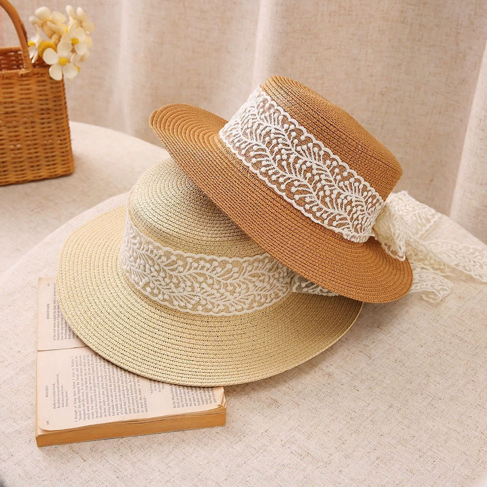 Летняя пляжная шляпа соломенная шляпа бант лента купол открытый солнцезащитный козырек пляжный отдых солнцезащитный крем солнечная шляпа
