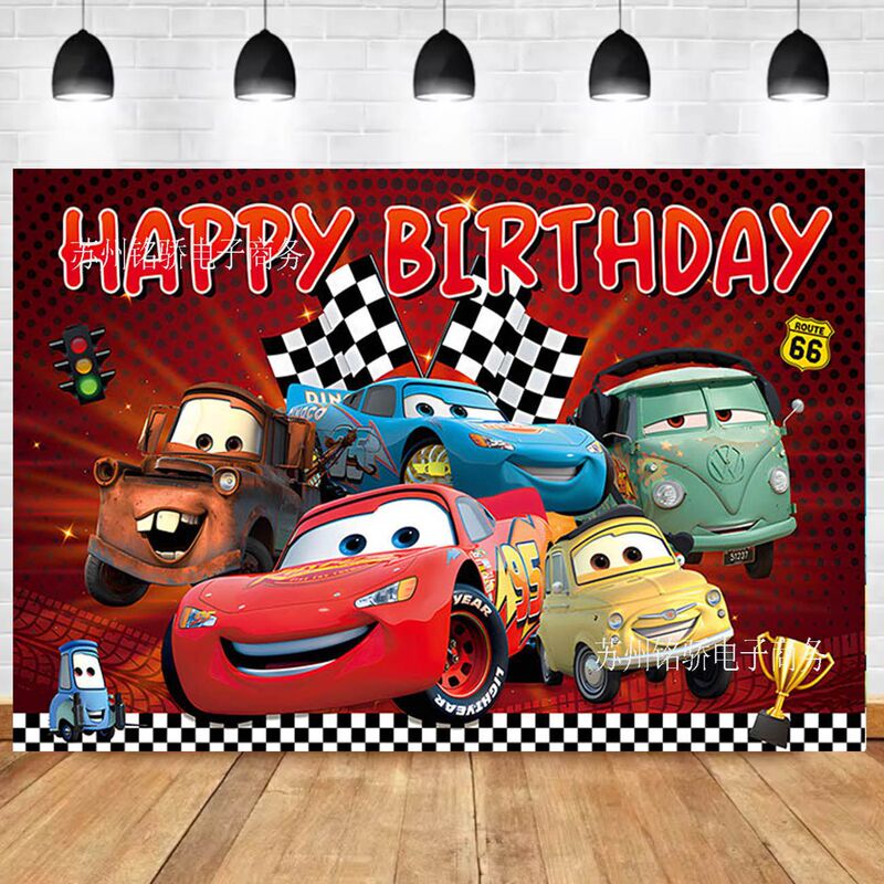 New Lightning Mcqueen Toy Cars Children's Birthday Party Photo Photography Background Cloth Scene Decoration