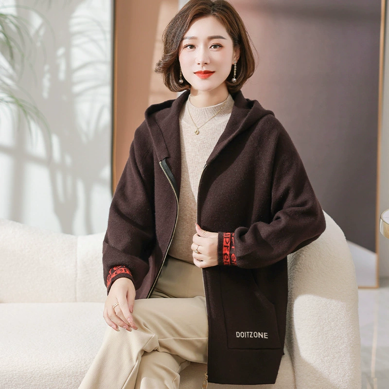 Женское пальто для среднего и пожилого возраста, осенне-зимний топ средней длины, для 40 лет, 50 лет, толстая мама, в западном стиле, шерстяное пальто больших размеров