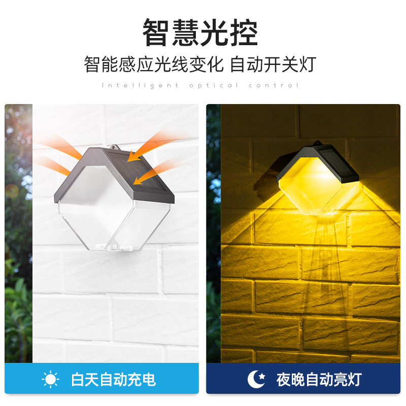 加工定制太阳能灯 户外防水花园壁灯RGB节日装饰太阳能灯 亚马逊