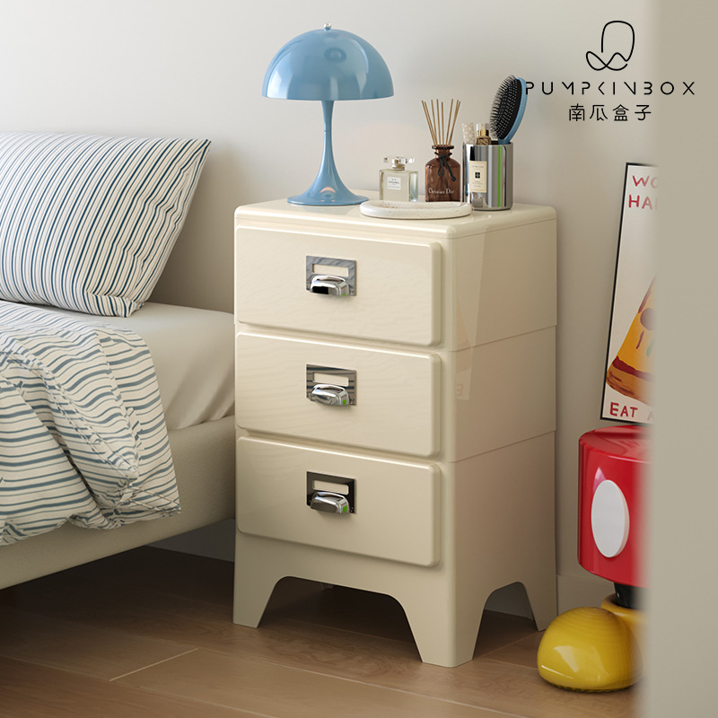 Japanese Retro Bedside Table Bedroom Storage Drawer Cabinet Small Sofa Side Cabinet Ins Creative Storage Three-Drawer Cabinet
