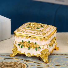 欧式首饰盒创意珐琅彩珠宝盒高档精美复古翻盖金属首饰盒收纳盒