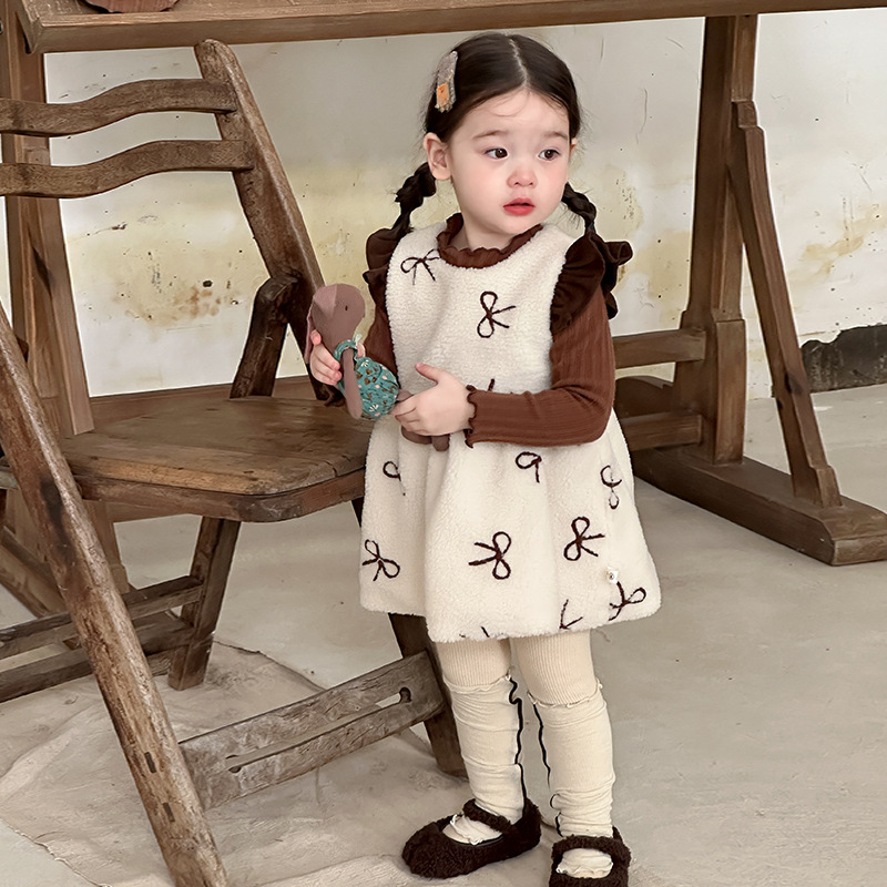 蔗梨童装女童连衣裙秋季新款儿童洋气背心裙公主裙女宝宝裙子