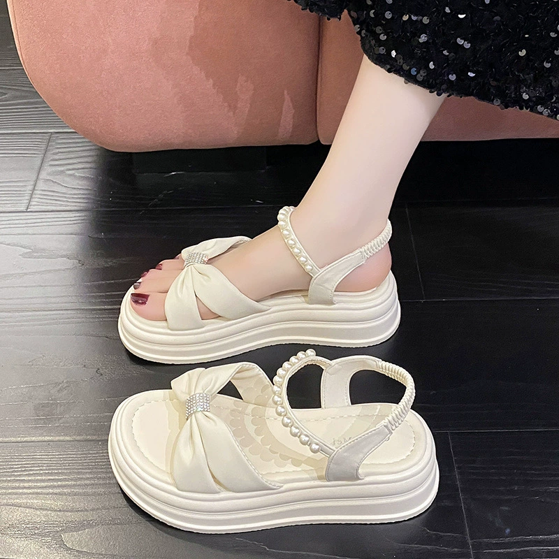 Женские сандалии на толстой подошве в стиле французской феи, летняя мода с юбками, новинка 2025 года, универсальные римские туфли на плоской подошве.