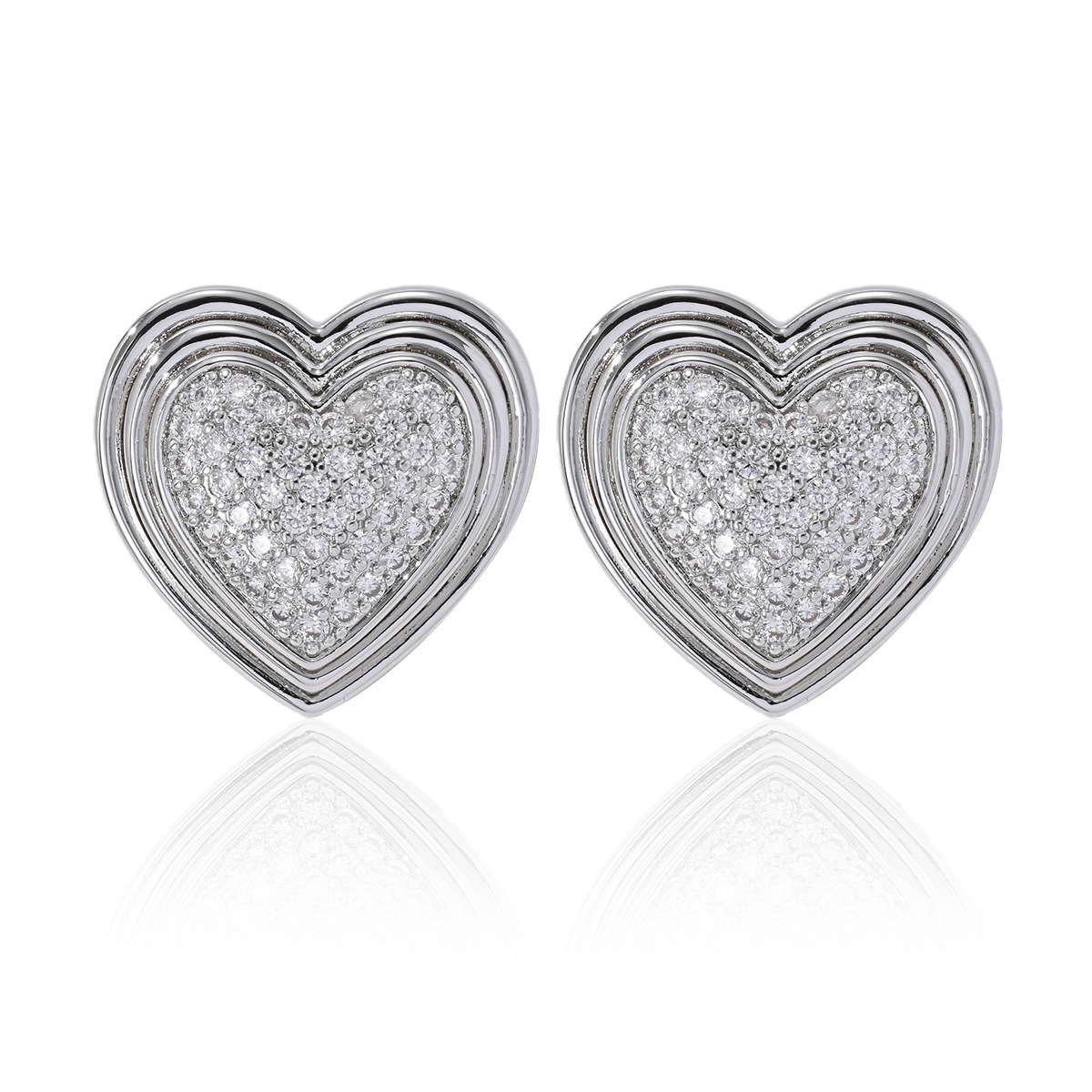 All Seasons Season 1 Pair Simple Style Heart Shape Plating Copper Ear Studs