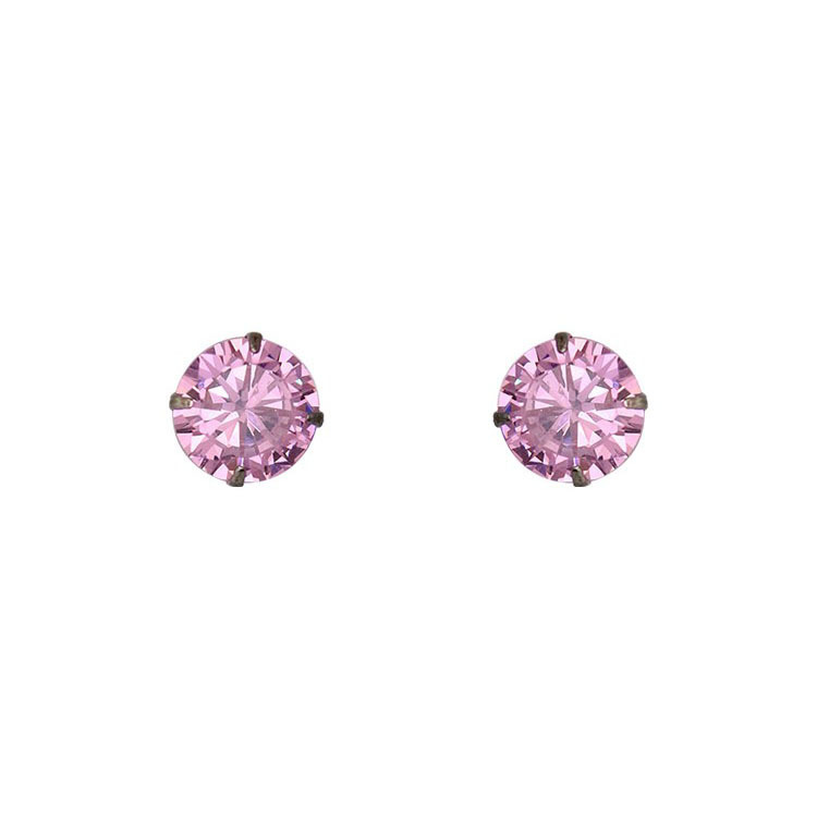 New girlish pink diamond a minimalist temperament, niche high-end feel, zircon mini with studs and earrings_voghion.com
