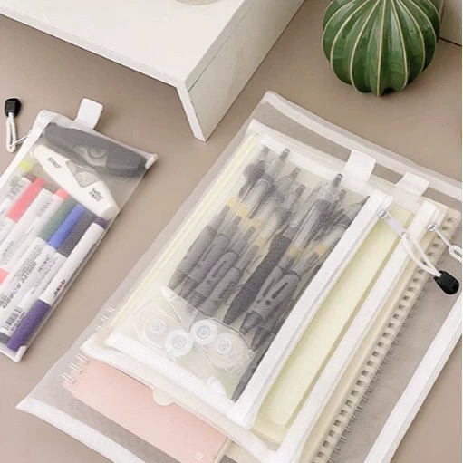 Прозрачная сумка для документов, офисная вместительная сумка из нейлоновой сетки, прочная сумка для документов, портативная сумка для хранения на молнии для студентов