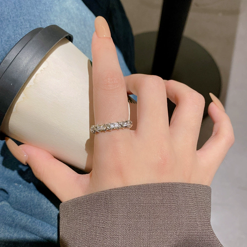 Ring adjustable, zircon micro-inlay, light-luxury simple elegant for index finger