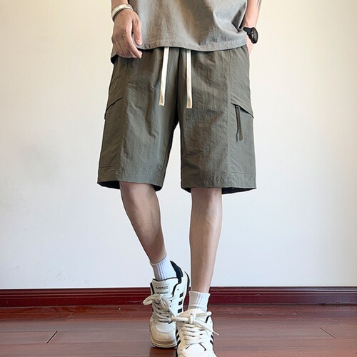 2025 quick-drying work shorts, men's summer thin fashion brand all-matching loose casual mid-pants, men's quarter pants