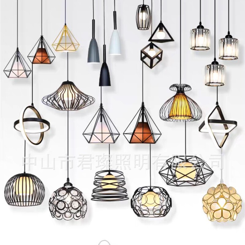 Nordic Modern Minimalist Bar Table Lamps Restaurant Chandelier Three-Head Diamond Aisle Industrial Style Personalized Creative Lighting