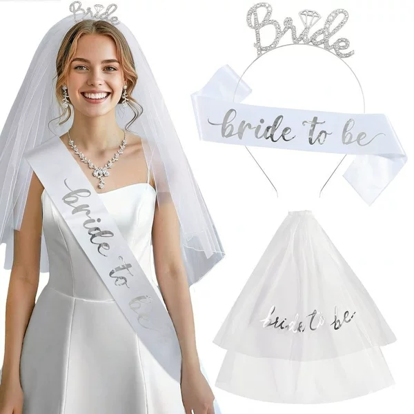 New bachelor party bridal veil headband suit bride to be wedding essential ball shoulder strap crown