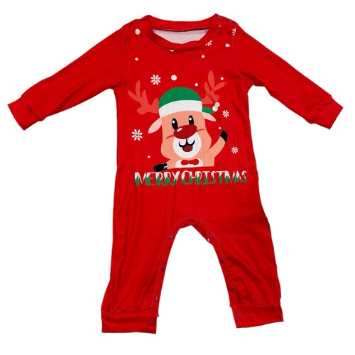 Independent station cartoon letter deer snowman Christmas print Christmas parent-child suit set three people sleepwear