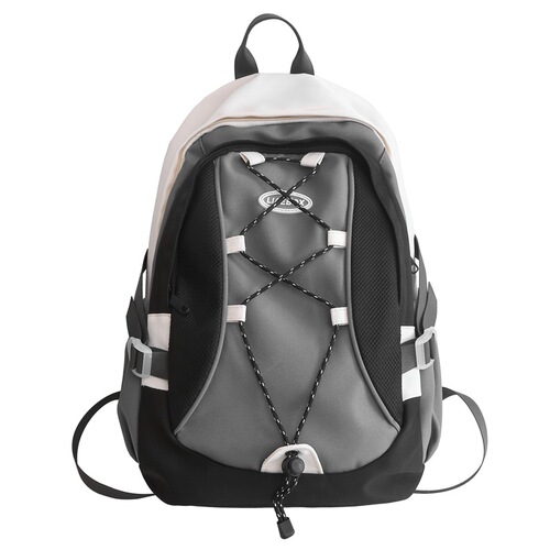 Trendy cool backpack men's color matching cross rope couple's backpack new large capacity travel backpack women's wholesale