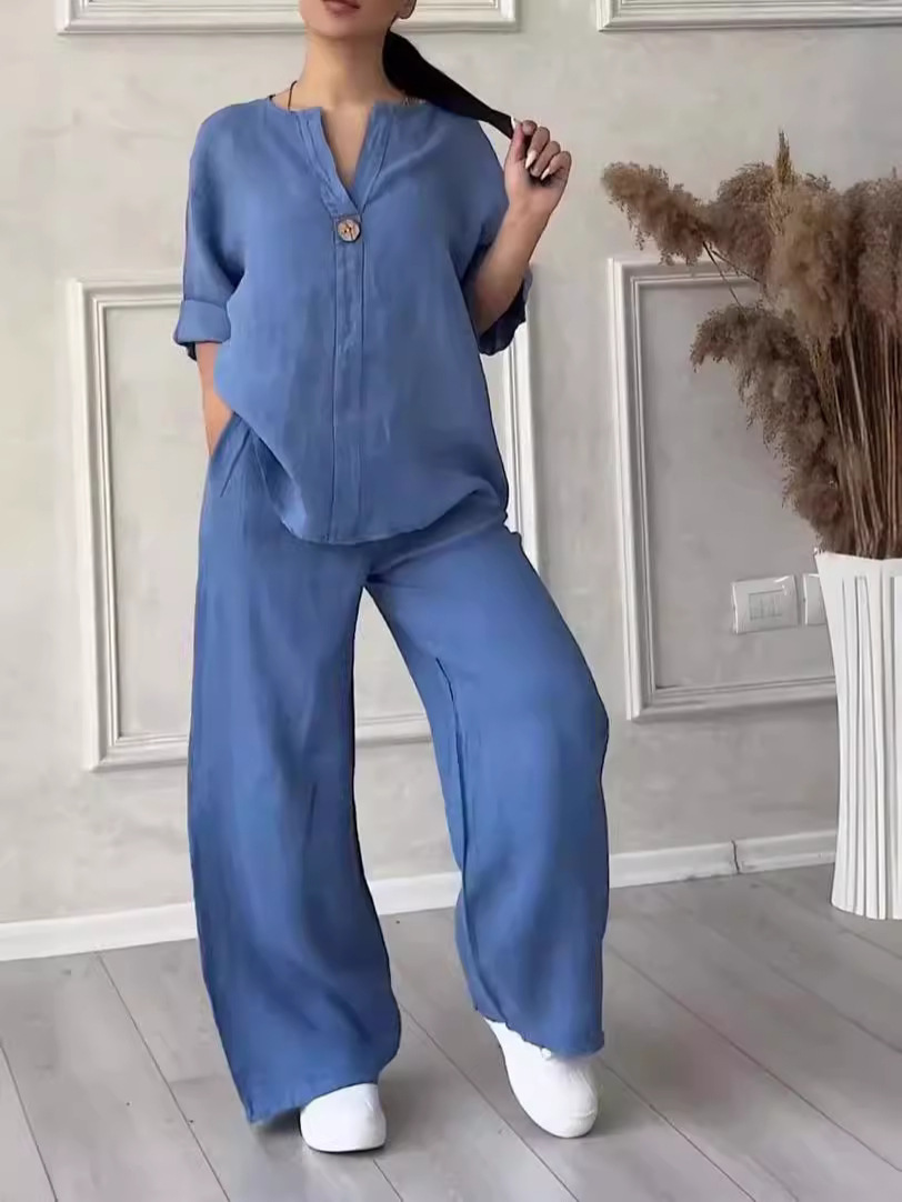 Dambyxa med vida ben set retro stil vardagskläder_voghion.com