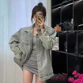 POLO领重工烫钻牛仔外套女2026春新款小众感宽松显瘦夹克上衣