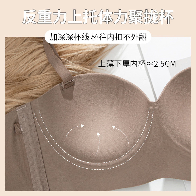Ropa interior sin costuras de las mujeres Pecho pequeño empuja hacia arriba el sujetador grande pecho contrayendo anti-flacidez sin tirantes inalámbrico Belleza sujetador trasero mujeres