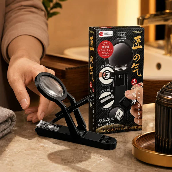 TEMYEAN Magnifying Glass Nail Clipper for Middle-Aged and Elderly, Multifunctional, Anti-Aging, Clear, Non-Splashing, Sharp Nail Scissors