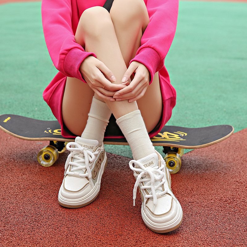 Balance Damen Sport Caual 2025 Frühling und Herbst Neue dickbesohlte, höhenverstärkende Papa-Wasserdichte Lederplatte_voghion.com