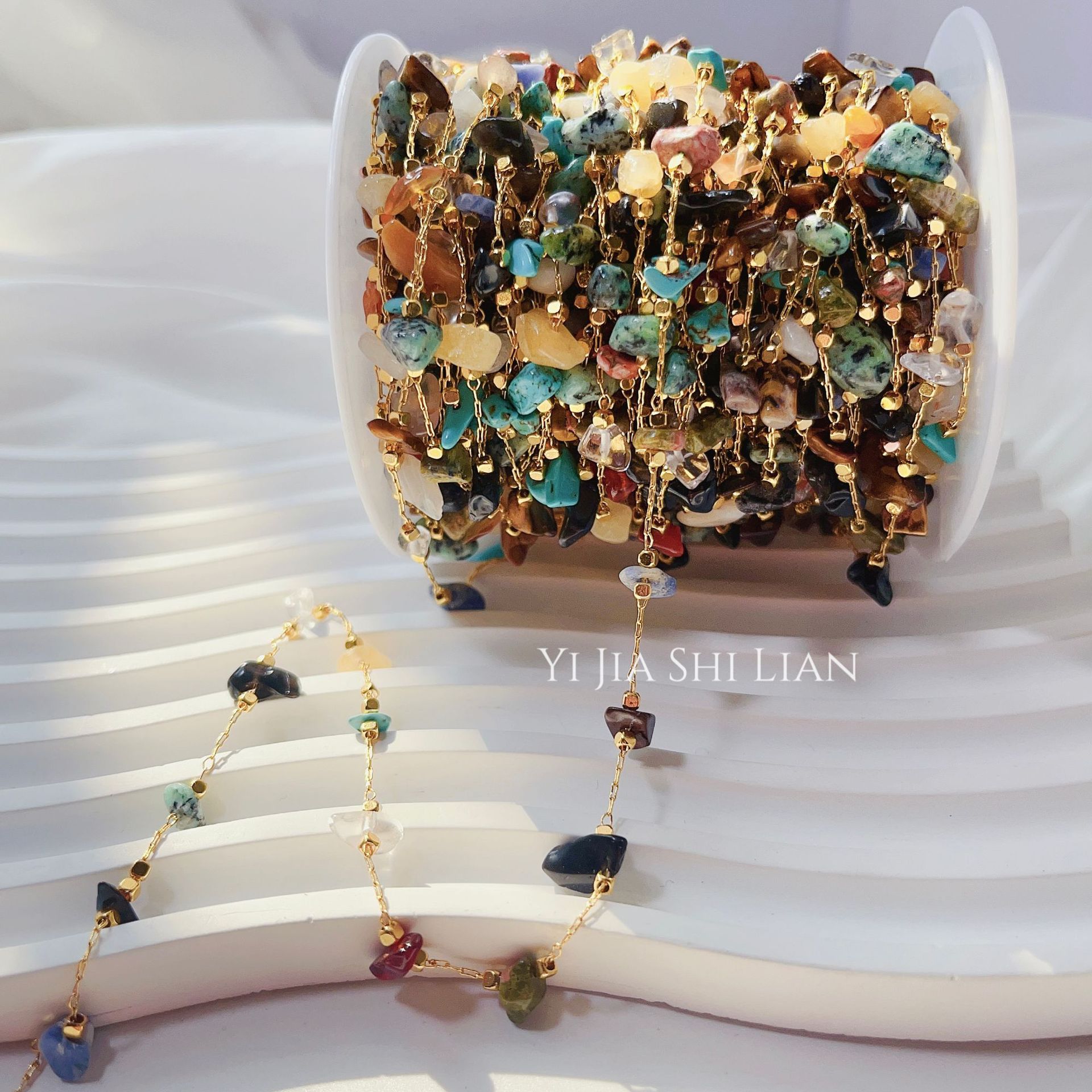 Color de cobre retención 14K Piedra Natural cadena suelta vintage color grava collar pulsera DIY joyería hecha a mano