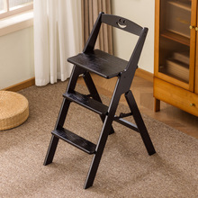 靠背三步梯凳家用两用实木三层登高可折叠收纳加厚多功能脚踏阶梯