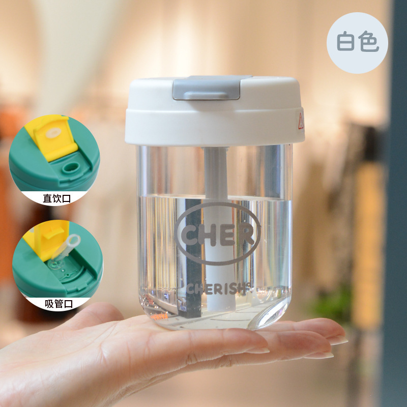 夏用高見えプラスチックトンカップウォーターカップ学生ポータブルストローカップダブルドリンクカップシンプルな女性|undefined