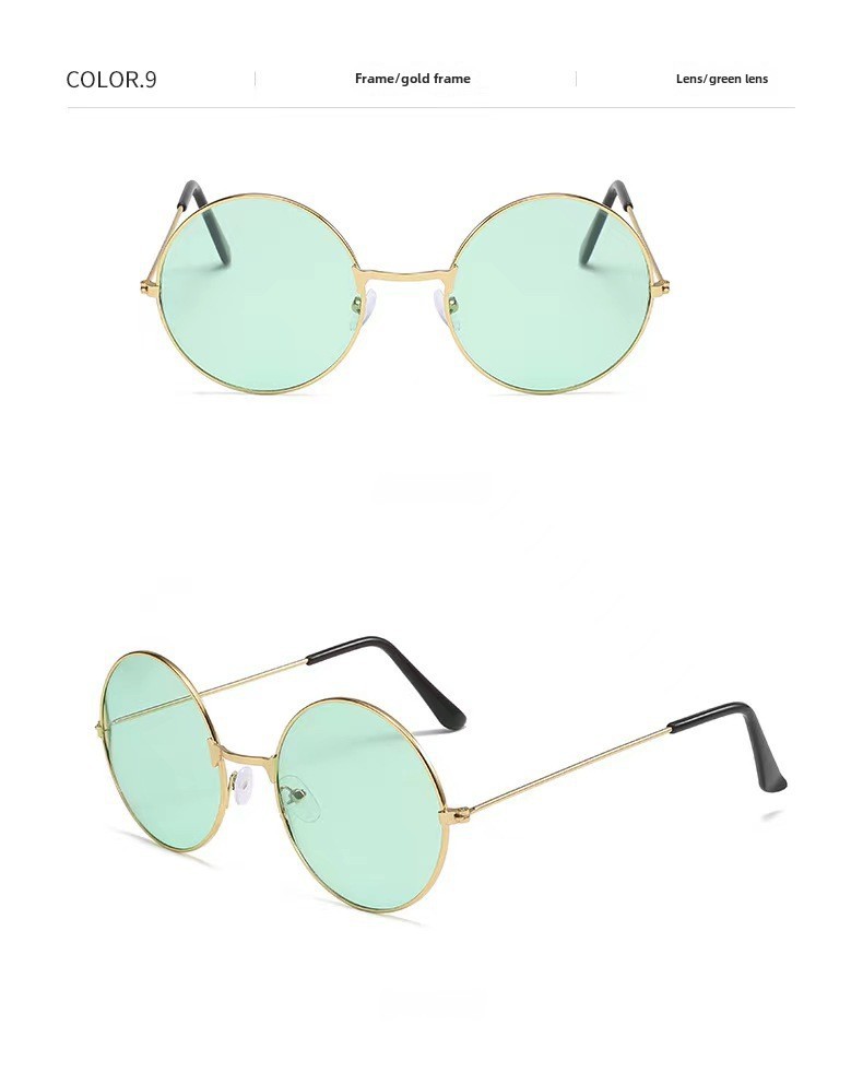 Retro Runde Metall Sonnenbrille Sonnenbrille Neue Unisex Flache Brille Farbe Marine Brille Großhandel_voghion.com
