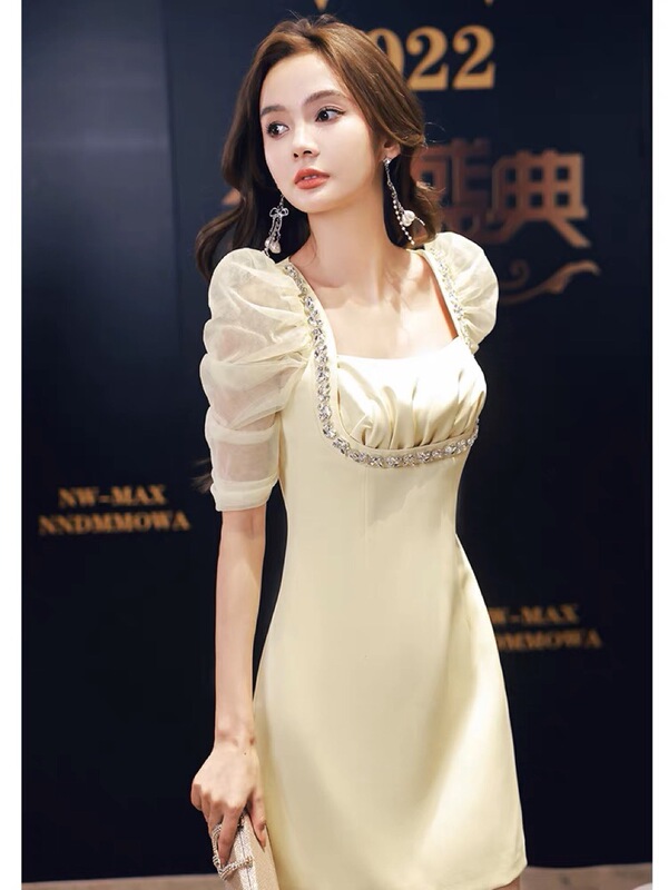 Small Dress High-end Light Luxury Niche Celebrity Elegant Dress Birthday Banquet Dress Usually Wear Party Short