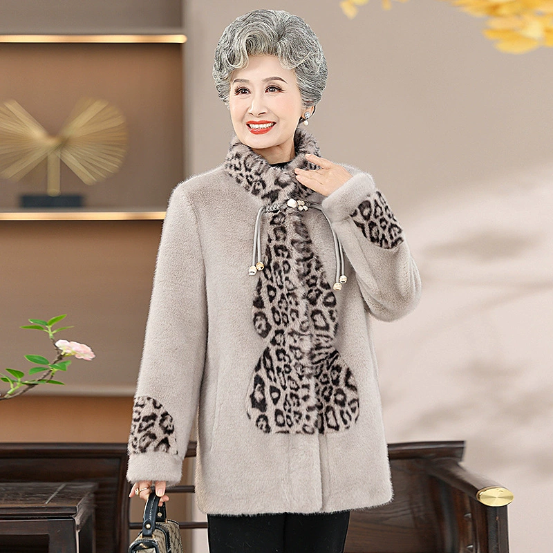 Среднее и старое женское осеннее и зимнее платье высокого класса норковая шерстяная куртка новая толстая кожа