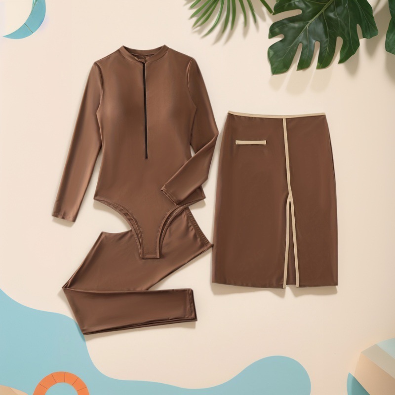 Foreign Trade Diving Surfing Conservative Swimsuit Leisure Seaside Beach Vacation Swimming suit Long Sleeve Trousers Split Swimsuit