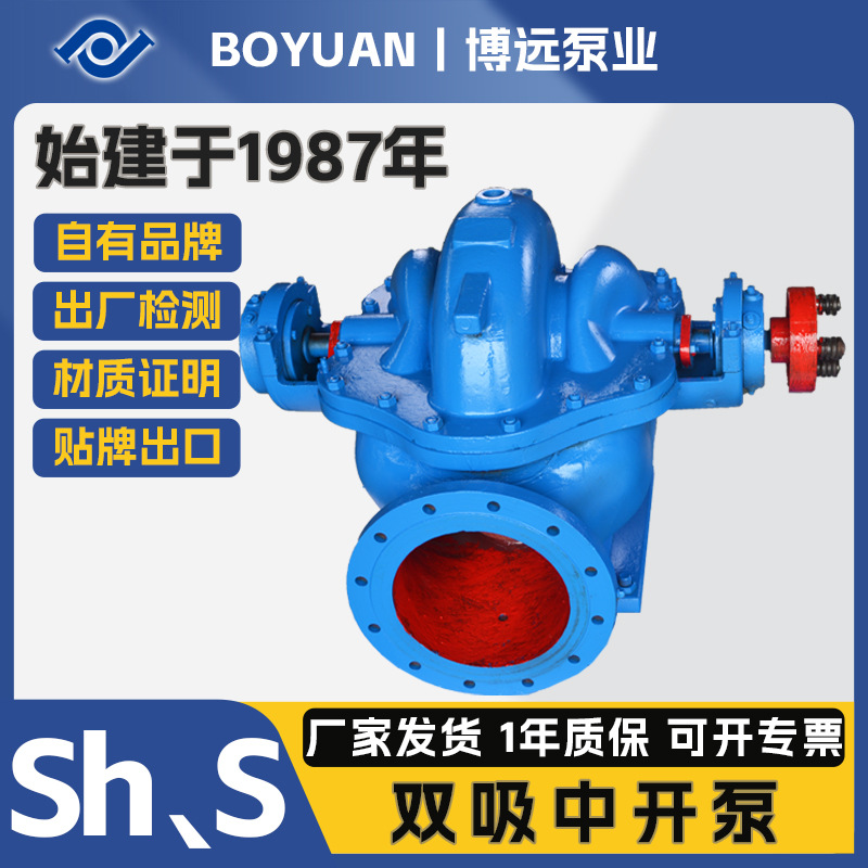博远泵业Sh/S双吸中开泵工业大流量清水输送排水耐高温离心清水泵