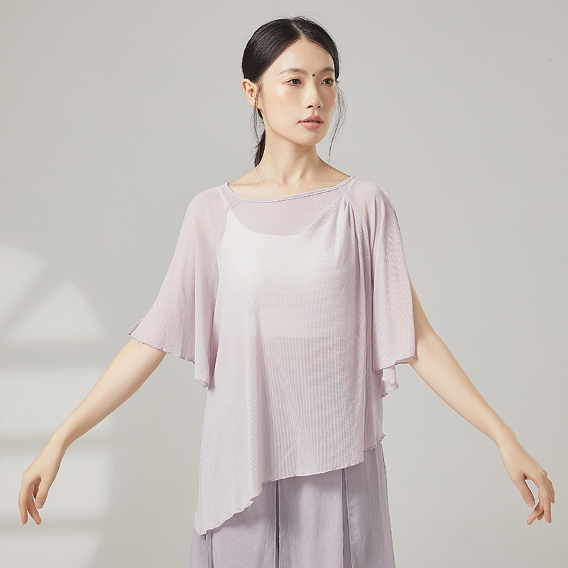 古典舞练功服夏宽松纱衣仙气飘逸舞蹈服演出服练功服上衣|undefined