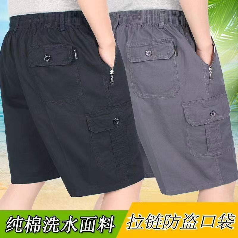 100 Summer Middle-aged Men's Shorts Pure Cotton Dad Loose plus size Casual Large Pants Thin Five-point Pants for the Elderly
