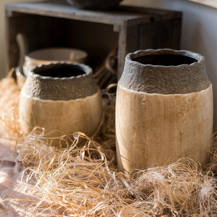 Handmade stoneware jar antique old vase flower flower insert art style ornaments Chinese decoration