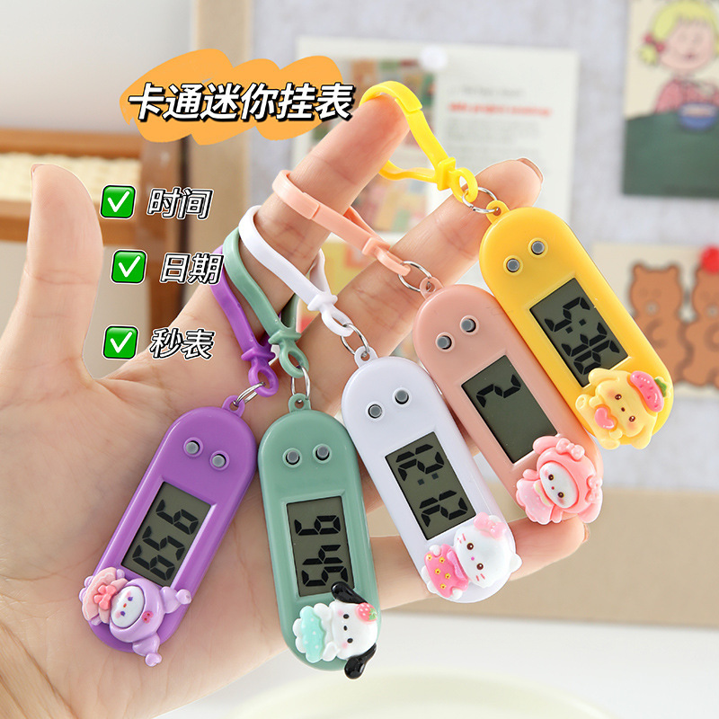 Cartoon Mini Cute Electronic Watch for Students, Suitable for Exams and Classes, Small Hanging Watch for Learning, Date and Time Display, Silent Stopwatch
