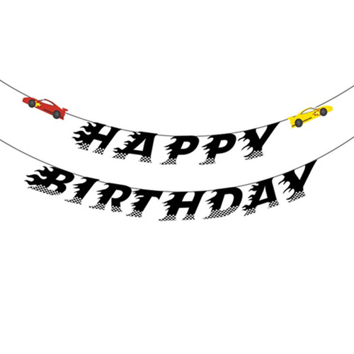 New Racing Party Theme Set Racing Birthday Flag Cake Insert Card Children's Birthday Balloon Decoration