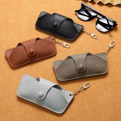 Stress-resistant handmade leather sunglasses case anti-fall sunglasses case portable glasses bag chain hanger bag