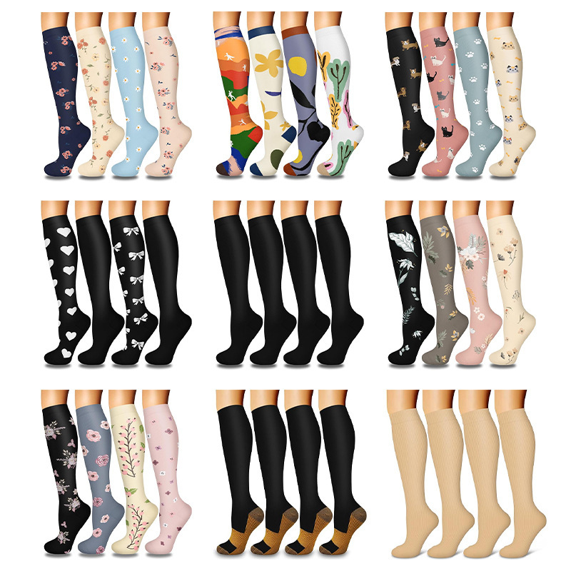 Amazon 4-Pair Pack of Calf Compression Socks, Cross-Border Bestseller Long Tube Sports Compression Socks for Women, High-Pressure Elastic Compression Socks Amazon 4-Pair Pack of Calf Compression Socks, Cross-Border Bestseller Long Tube Sports Compression Socks for Women, High-Pressure Elastic Compression Socks