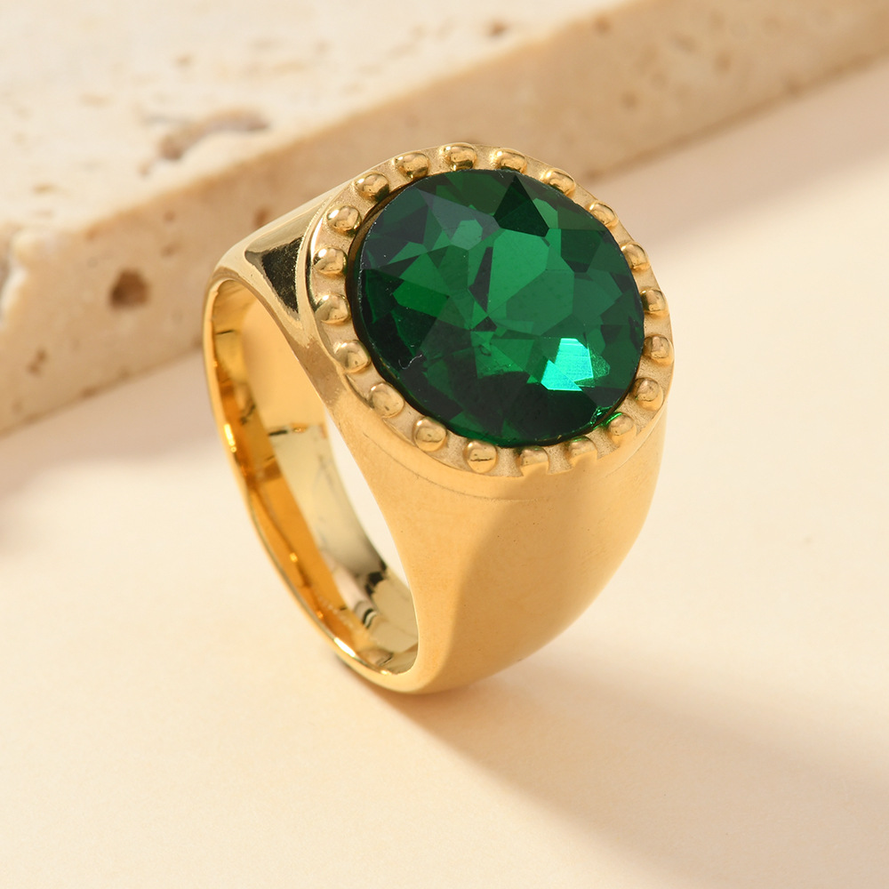 Joyas de acero inoxidable de lujo ligero de estilo europeo y americano Retro estilo de corte fundición anillo de gemas redondas anillo de geometría para hombres image 7