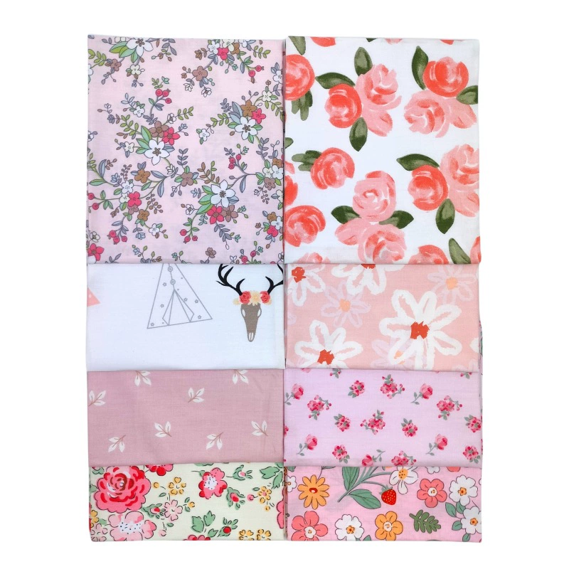 Новый розовый принтованный хлопок чистый хлопок diy handmade лоскутное 8 штук набор хлопковой ткани оптом