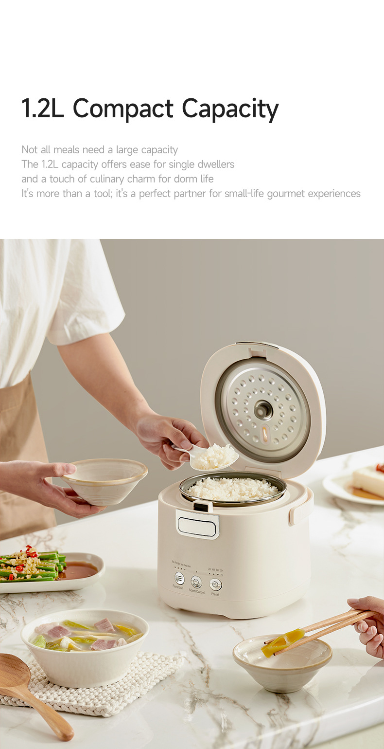 Mini Rice Cooker For Small Households Titanium Liner 1.2 Litre_voghion.com